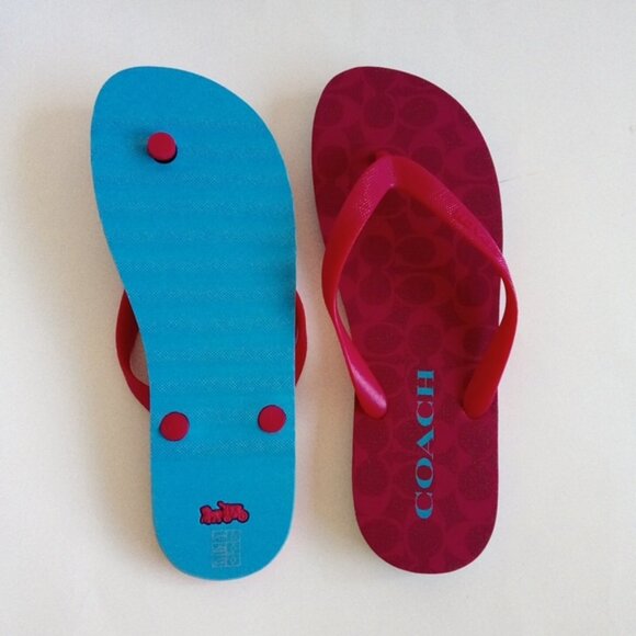 Coach Signature Monogram Bold Pink Zak Flip Flops Slippers Women Size US 11 - Picture 4 of 17